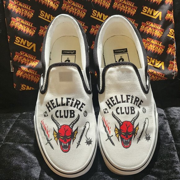 VANS x Stranger Things Classic Slip-on Limited Addition **Hell Fire Custom Prin - Picture 3 of 10